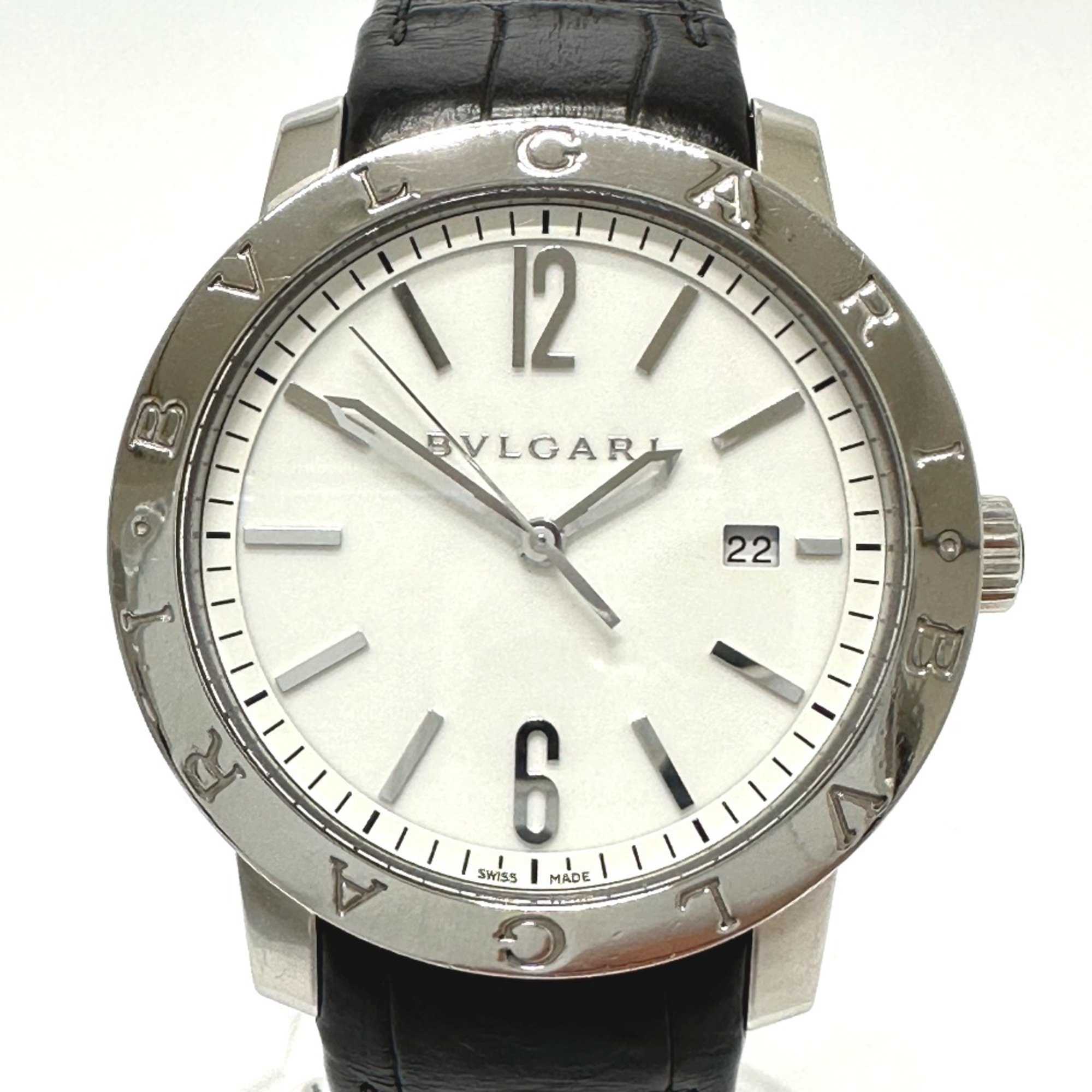 Bulgari BB41WSLD Automatic date Wristwatch Silver Black belt