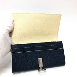 Bulgari Logo clip Wallet Long Wallet Navy Beige/SilverHardware