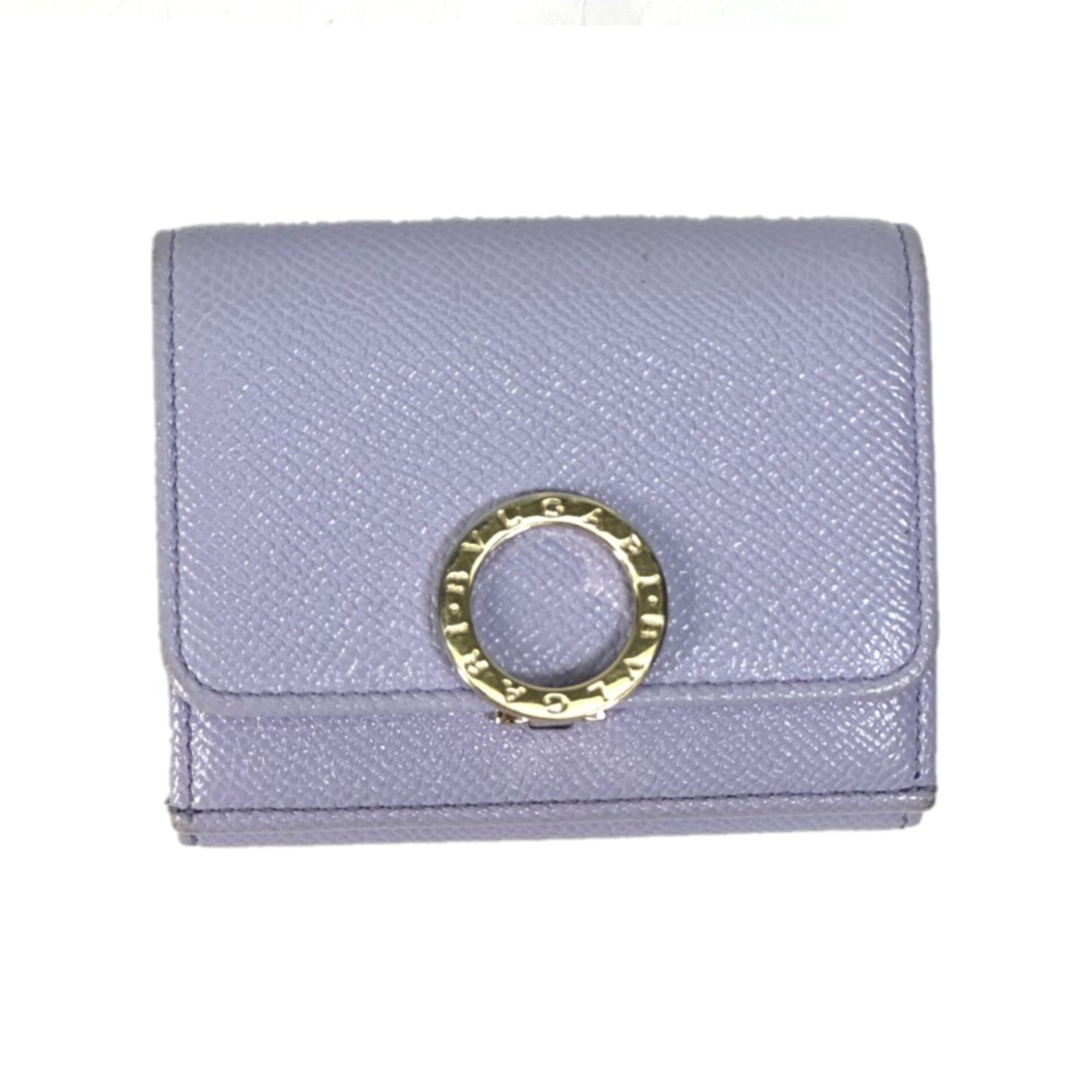 Bulgari Compact Trifold wallet purple SilverHardware