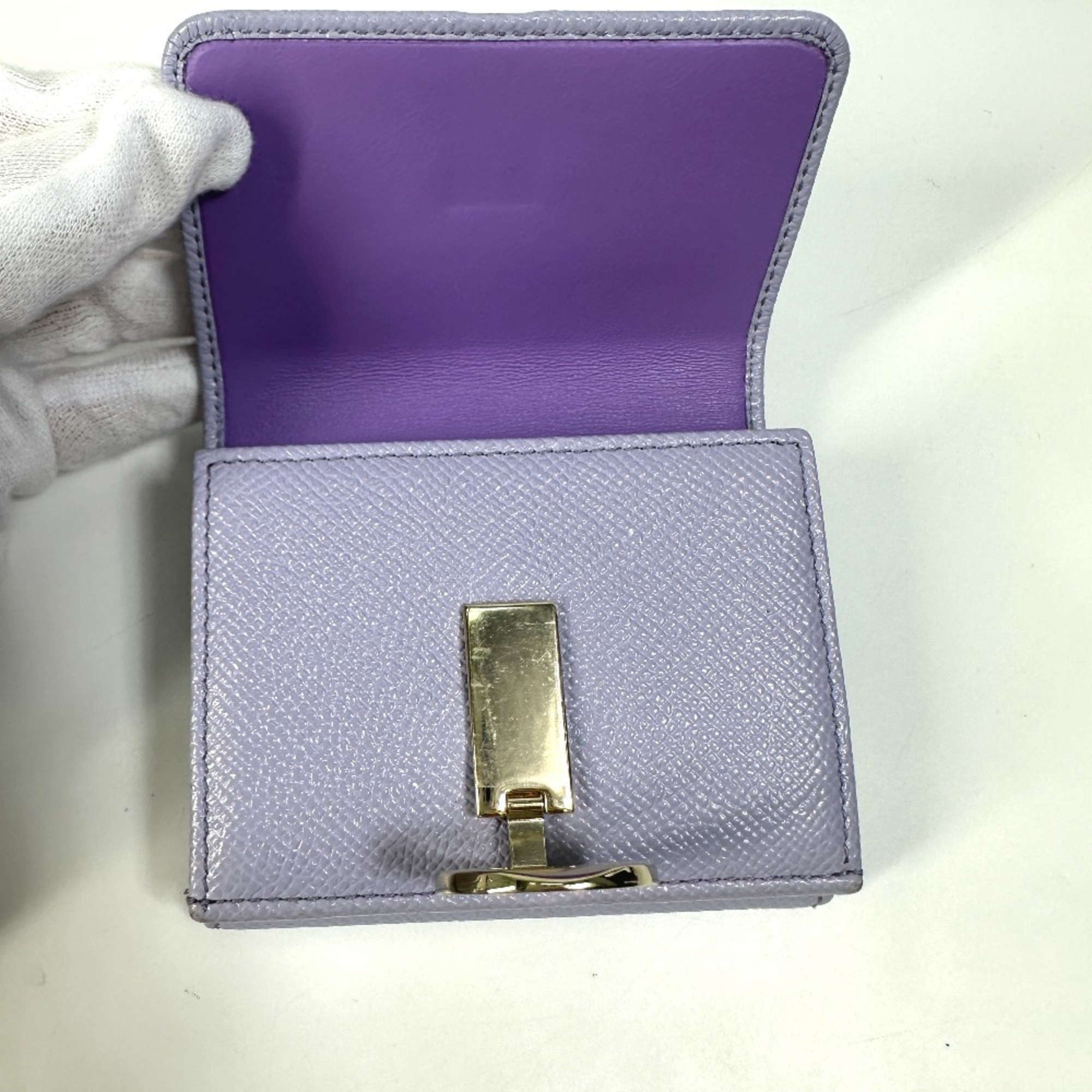 Bulgari Compact Trifold wallet purple SilverHardware