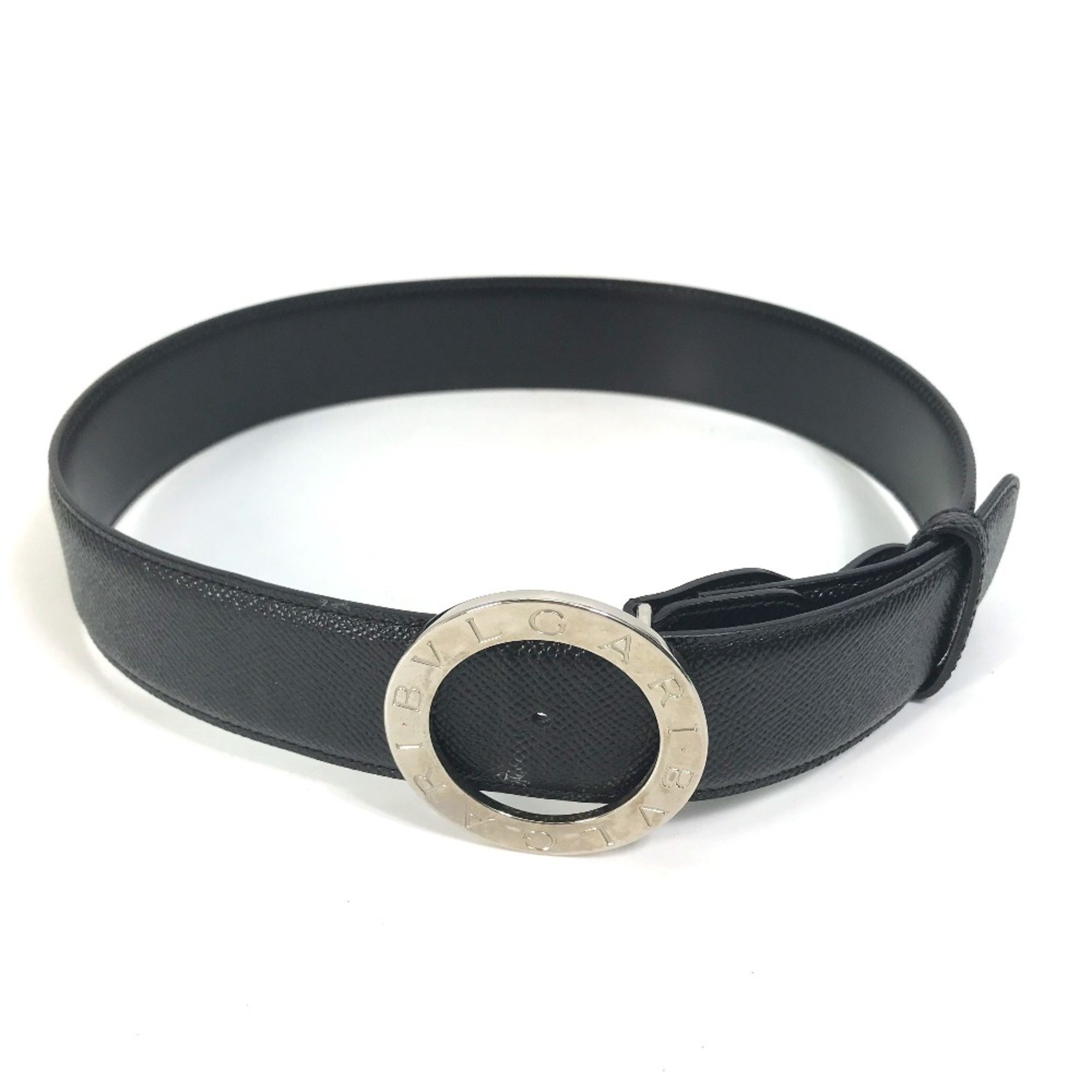 Bulgari logo belt Black Silver