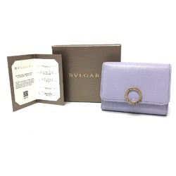 Bulgari 289369 Compact Wallet with Zipper Coin Compartment Trifold wallet purple GoldHardware