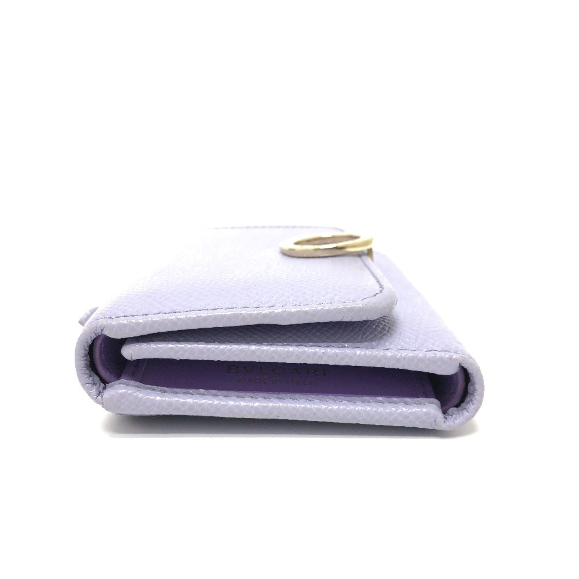 Bulgari 289369 Compact Wallet with Zipper Coin Compartment Trifold wallet purple GoldHardware