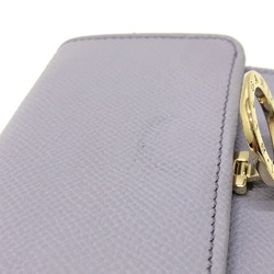 Bulgari 289369 Compact Wallet with Zipper Coin Compartment Trifold wallet purple GoldHardware