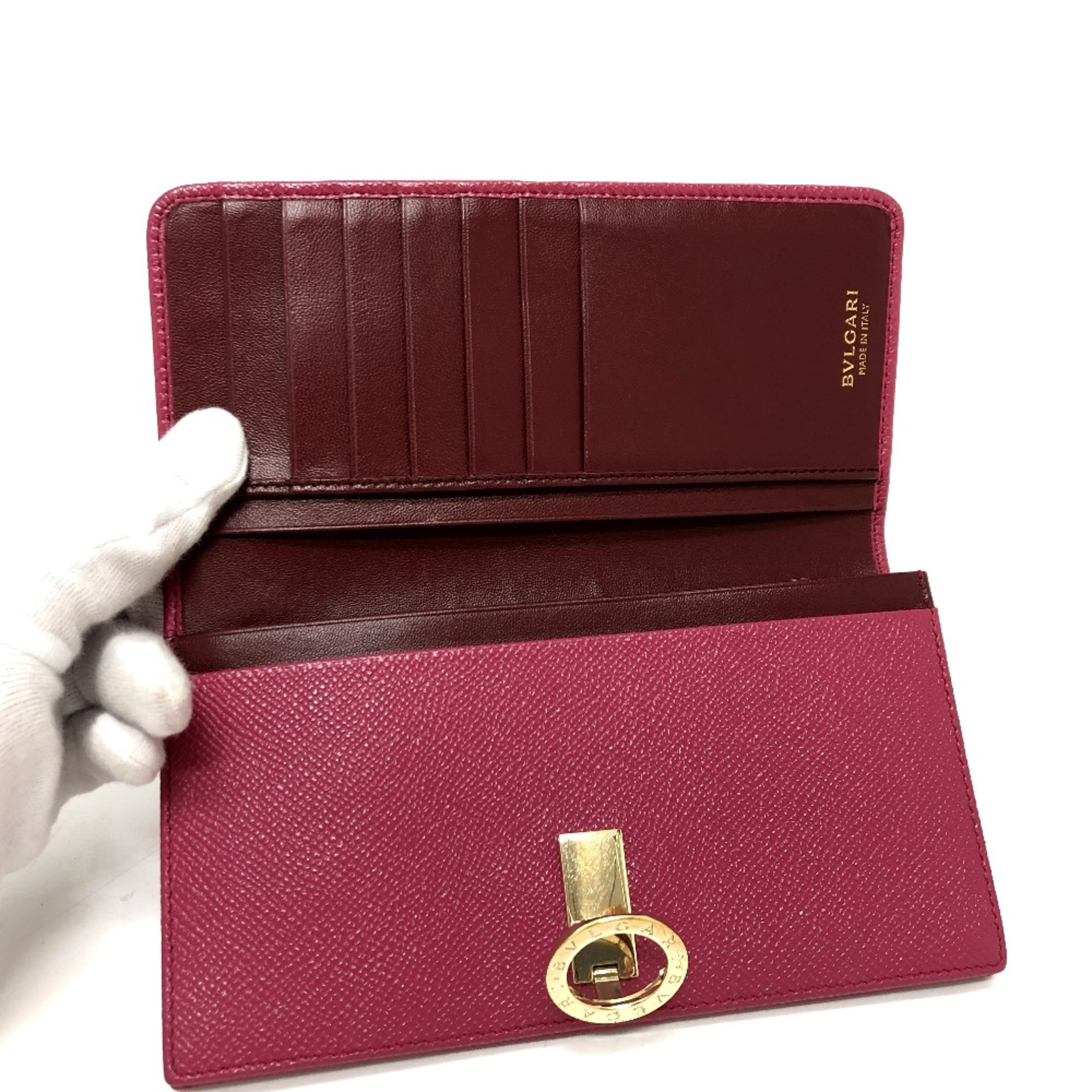 Bulgari Logo clip Wallet Long Wallet pink GoldHardware