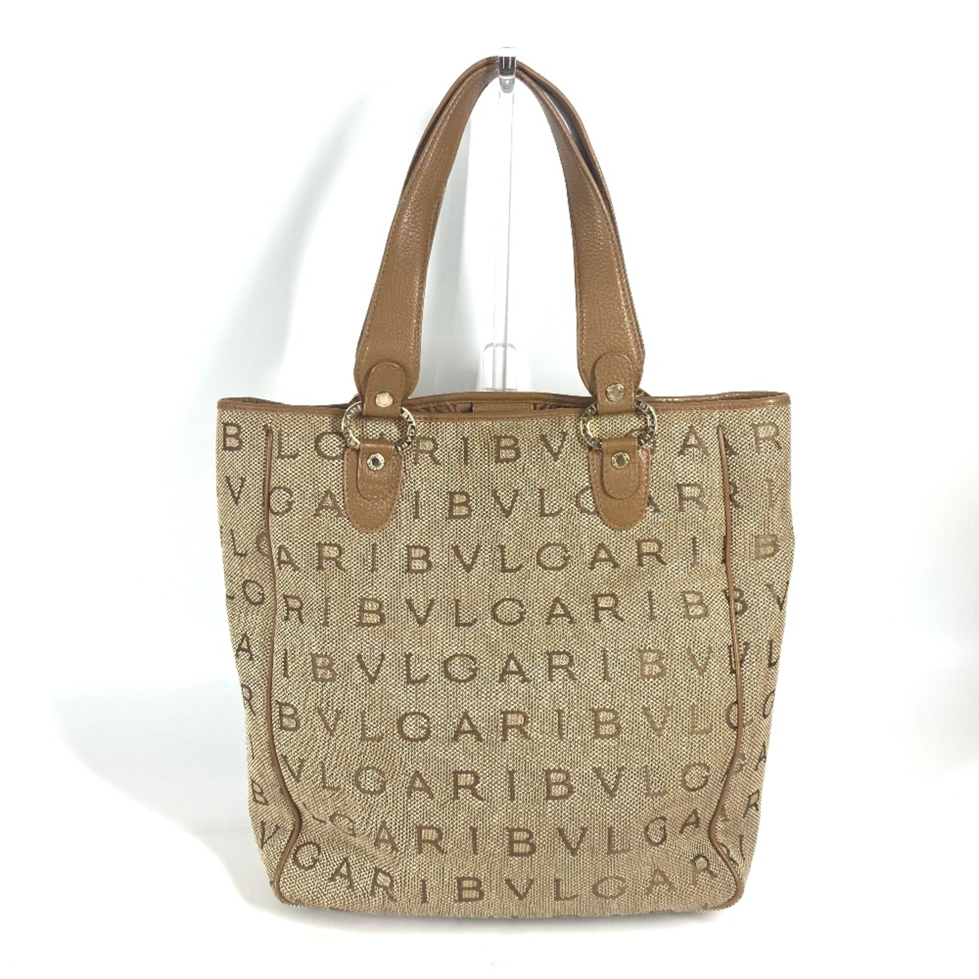 Bulgari 801904 Maxi logo Shoulder Bag Tote Bag Beige