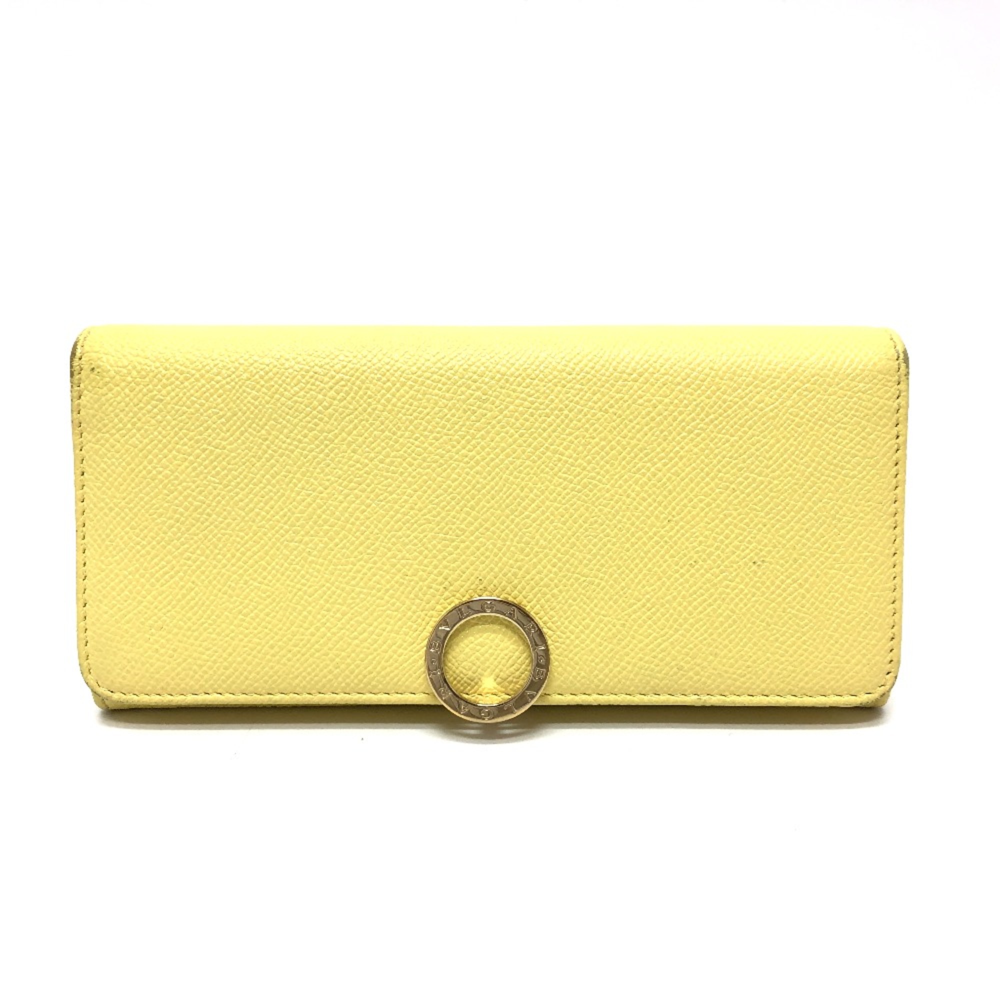 Bulgari Logo clip Folded wallet Long Wallet yellow GoldHardware