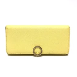 Bulgari Logo clip Folded wallet Long Wallet yellow GoldHardware