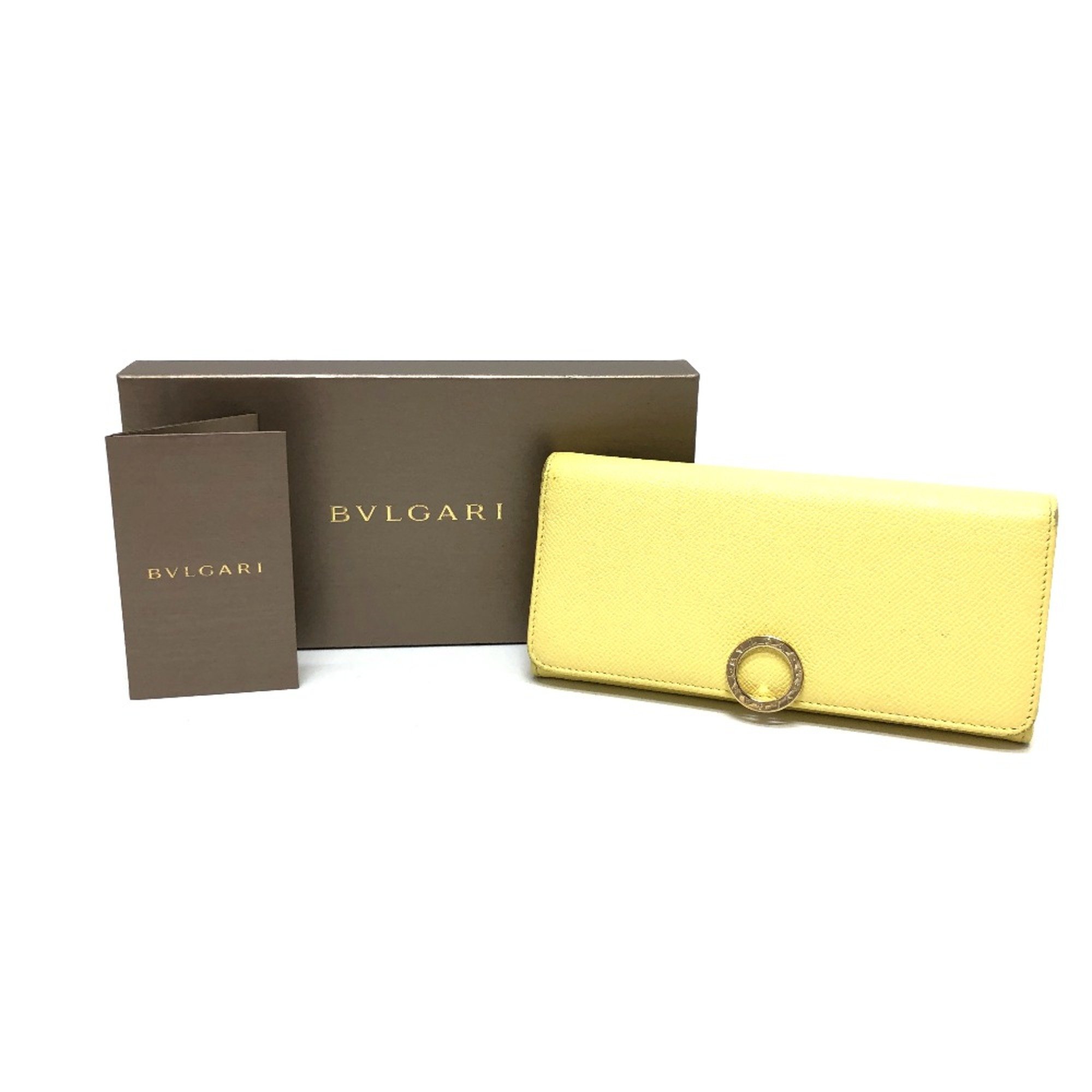 Bulgari Logo clip Folded wallet Long Wallet yellow GoldHardware