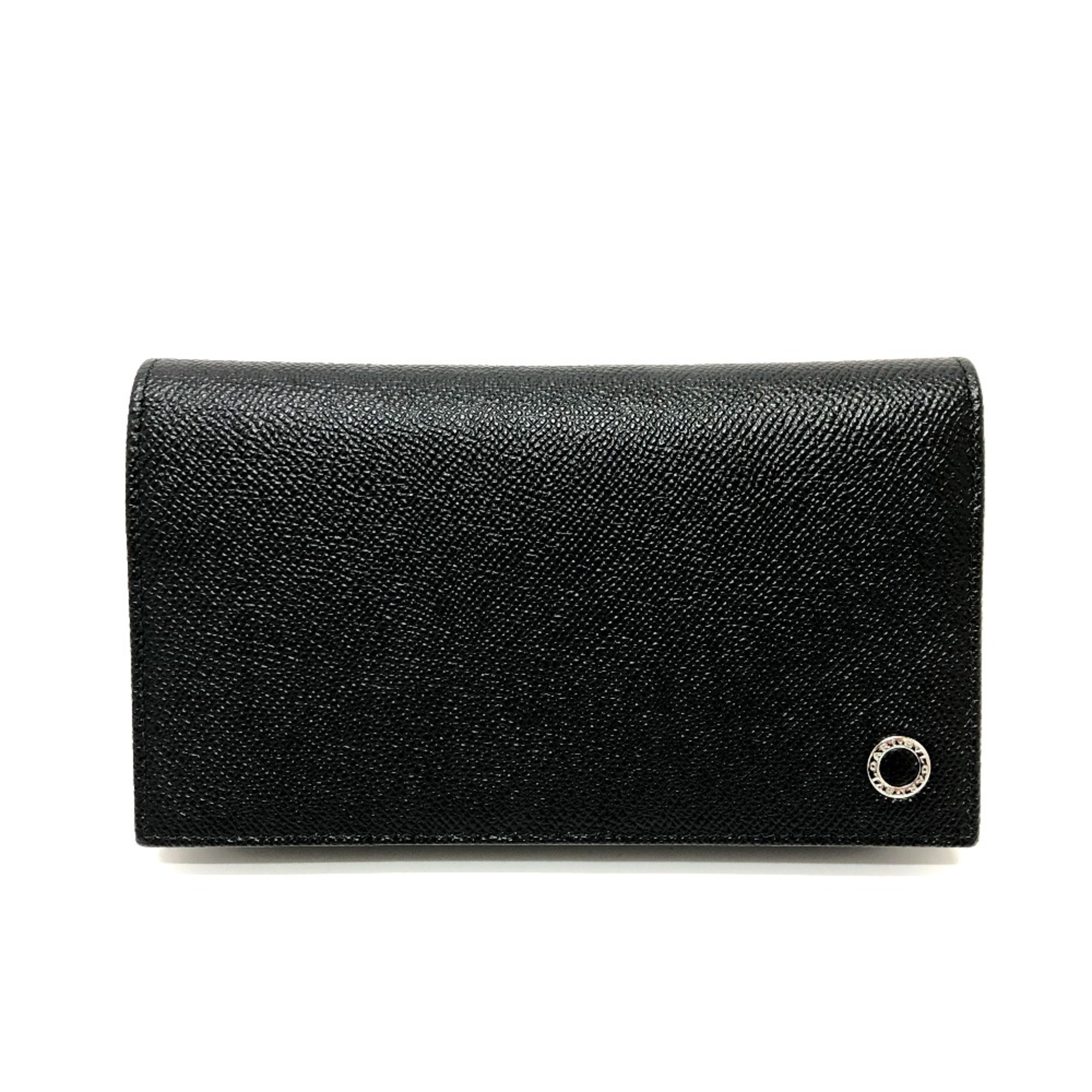 Bulgari 39328 Wallet Long Wallet Black Blue /SilverHardware