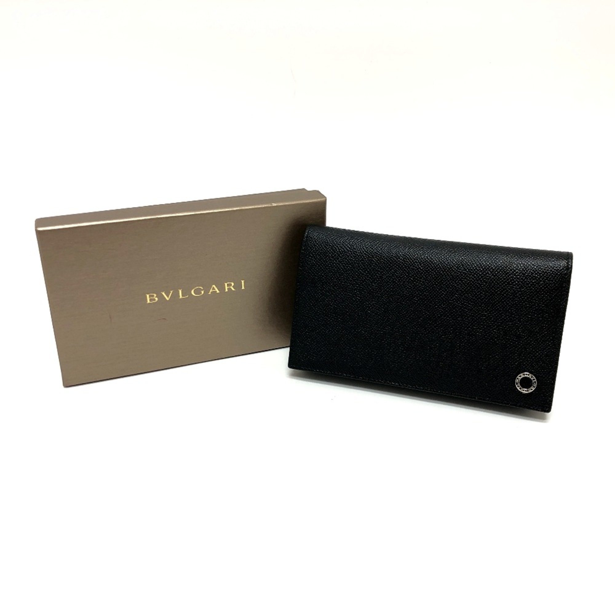 Bulgari 39328 Wallet Long Wallet Black Blue /SilverHardware