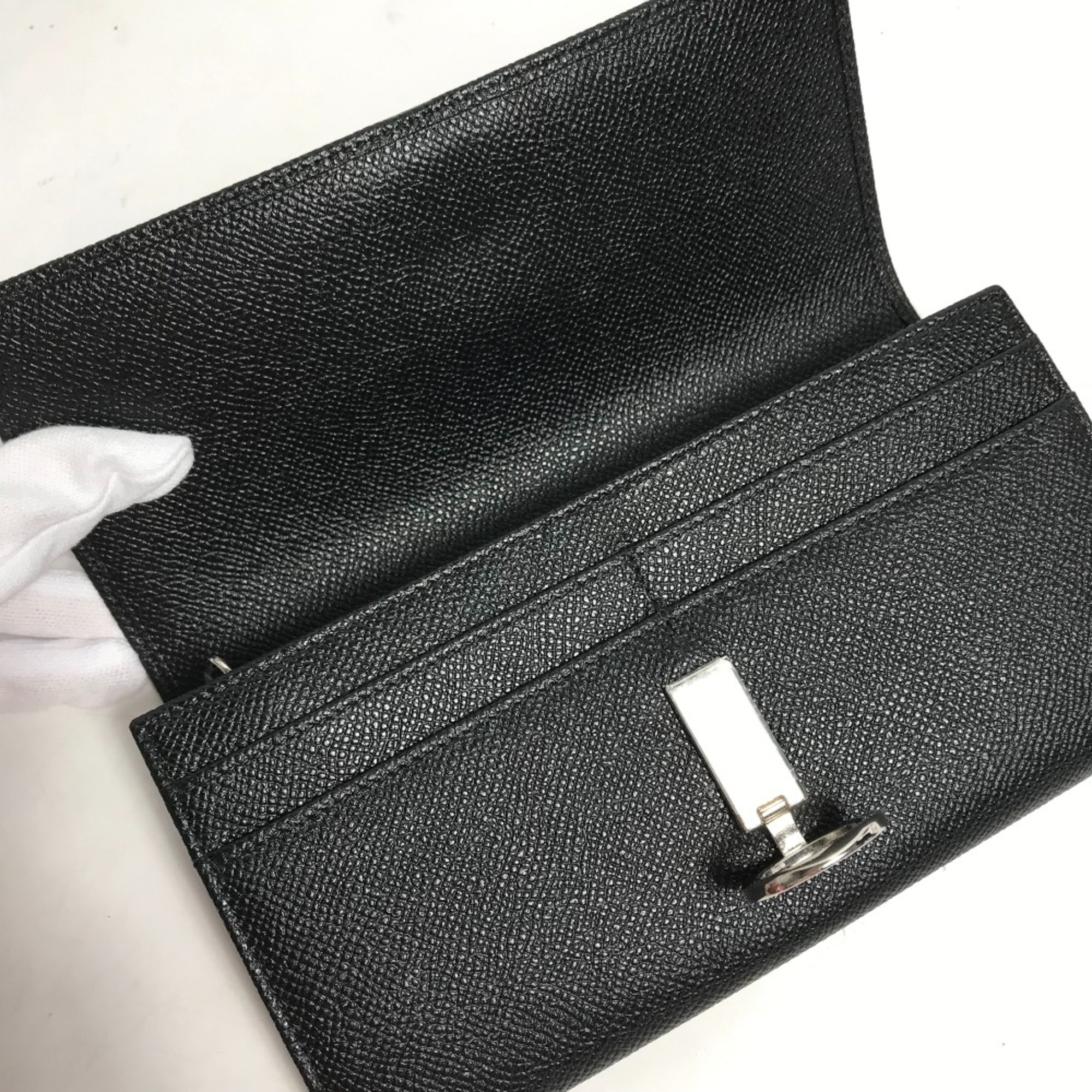 Bulgari Two fold Long Wallet Black Silver