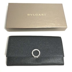 Bulgari Two fold Long Wallet Black Silver