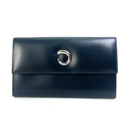 Cartier Three fold Long Wallet Black SilverHardware