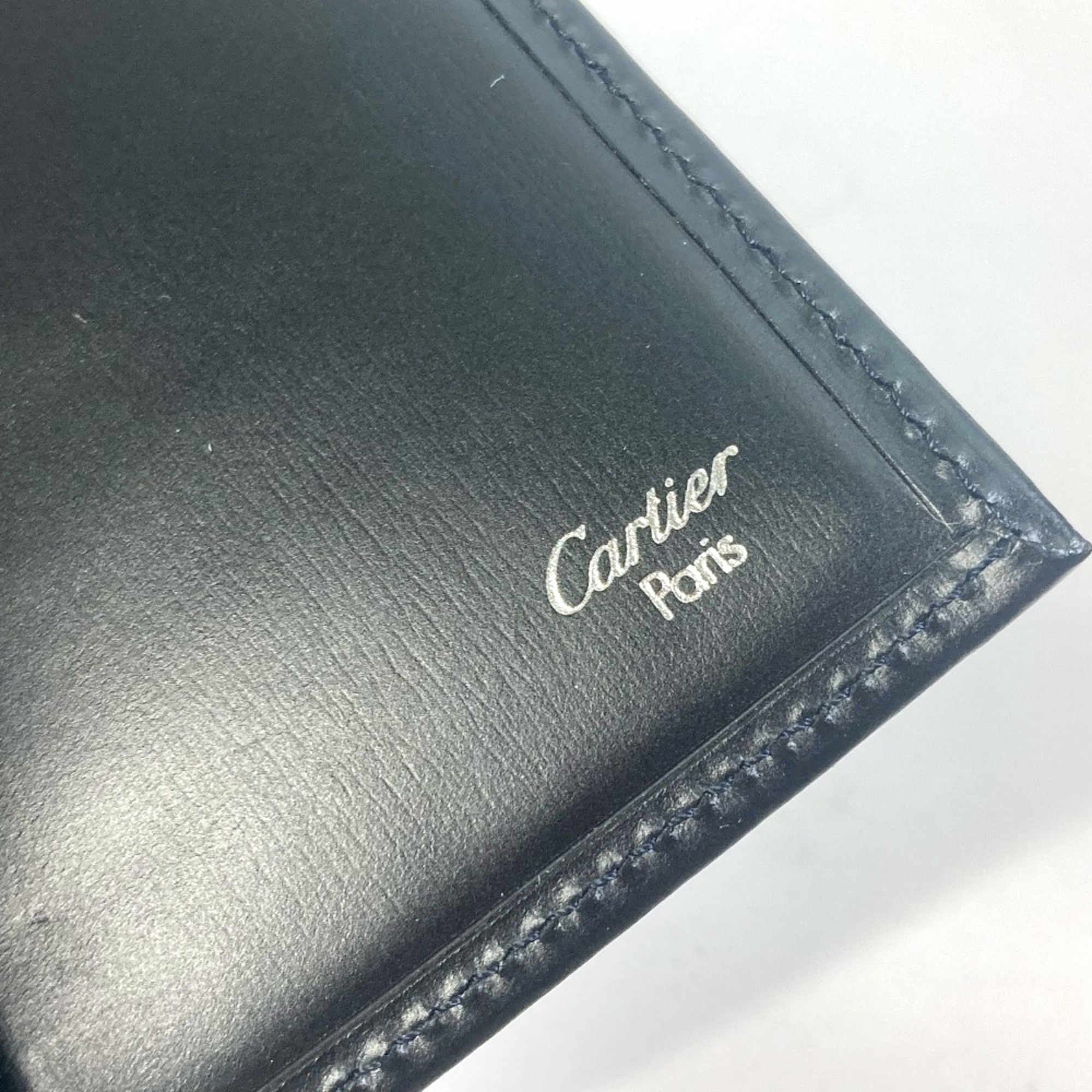 Cartier Three fold Long Wallet Black SilverHardware