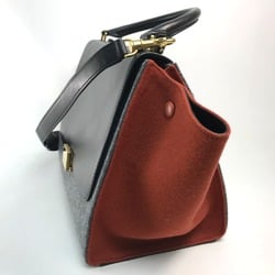 CELINE Bag 2WAY Hand Bag Shoulder Bag Gray x Orange x Black