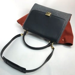 CELINE Bag 2WAY Hand Bag Shoulder Bag Gray x Orange x Black