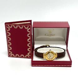 Cartier 590002 quartz Wristwatch Gold Brown belt