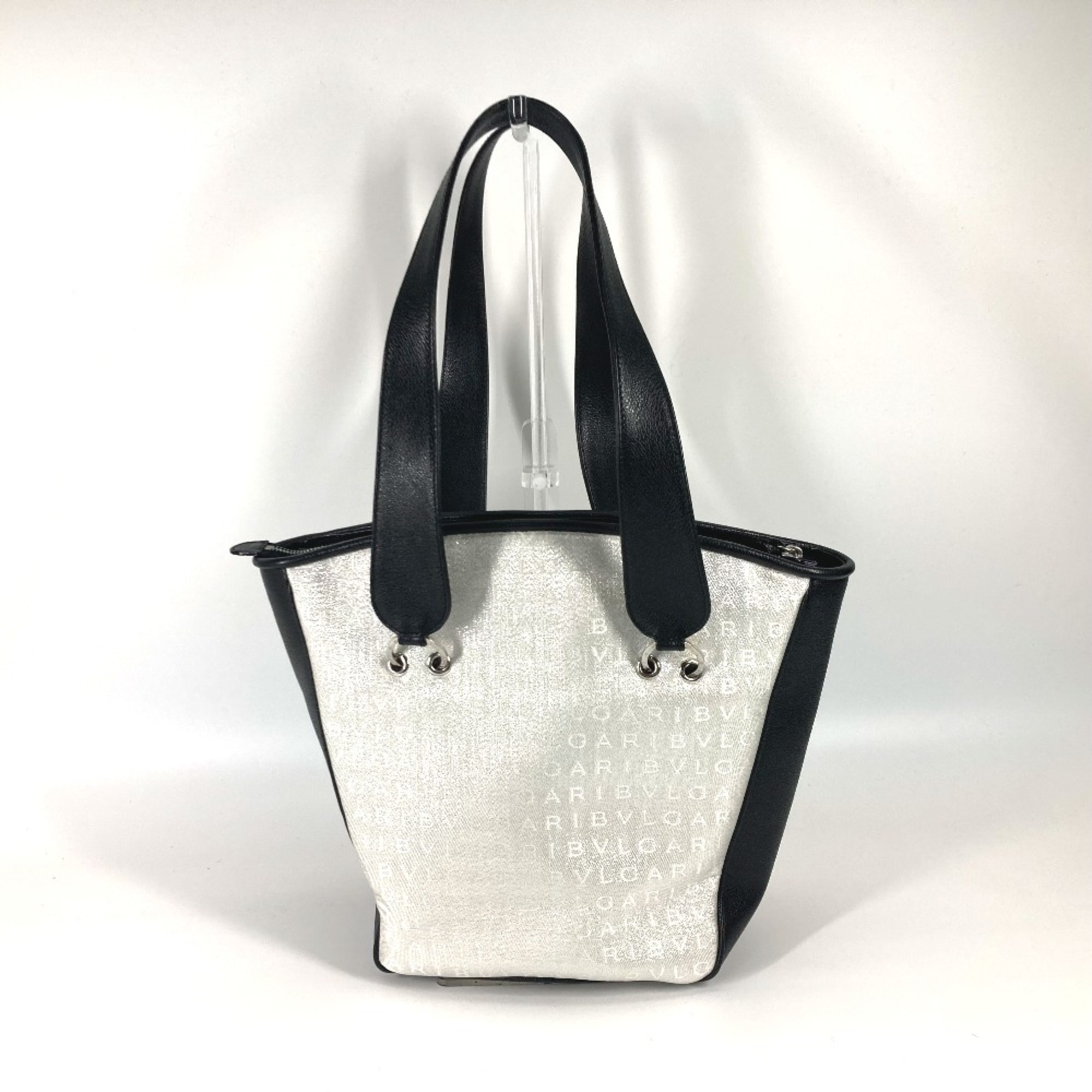 Bulgari Logo mania Tote Bag Shoulder bag Hand Bag White Black