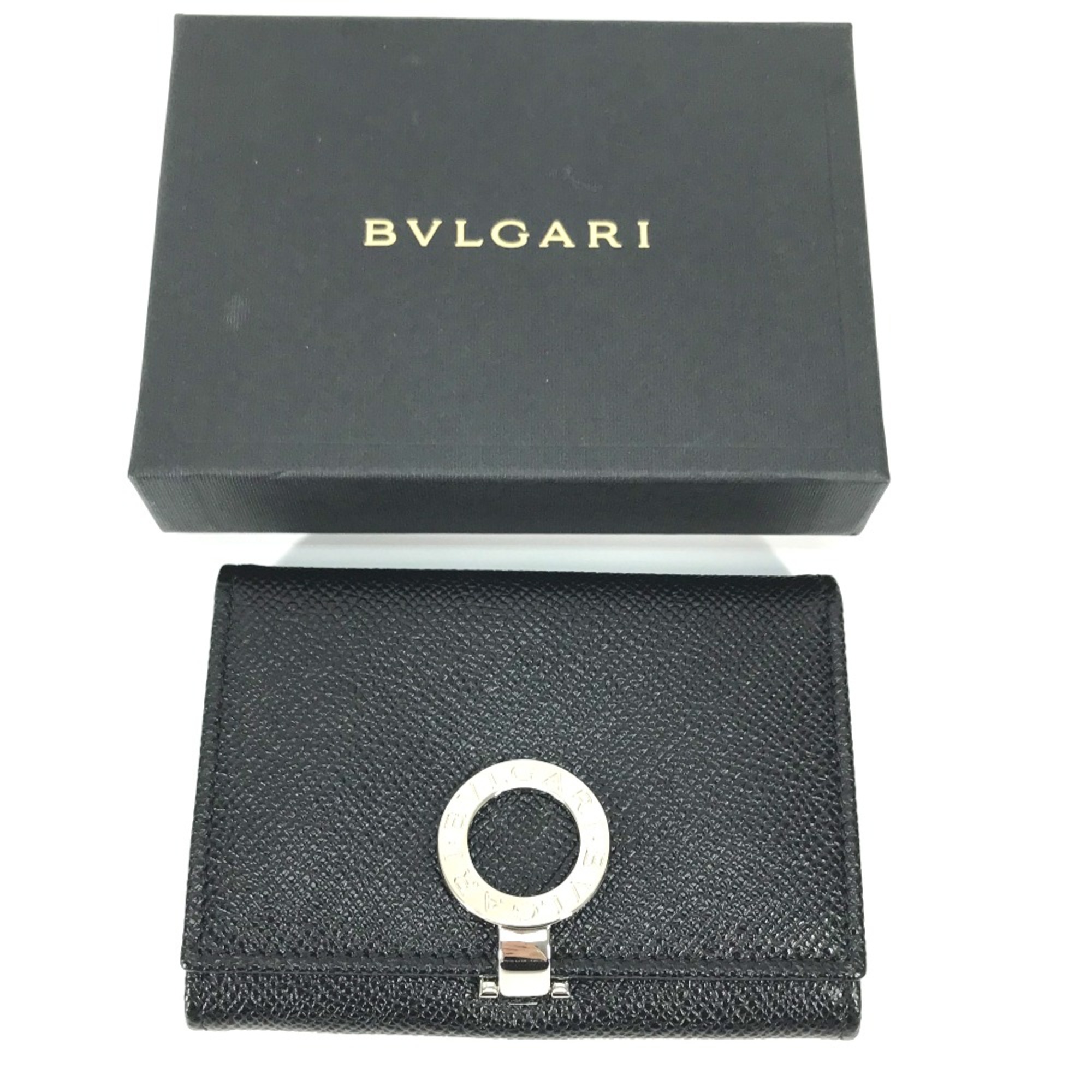 Bulgari 30420 Bifold Business Card Holder Pass Case Card Case Black