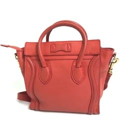 CELINE 168243 Nano Shopper Bag Crossbody Shoulder Bag Hand Bag Lipstick Red Red