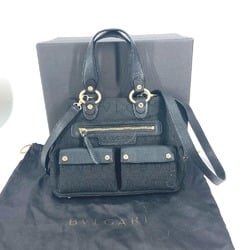 Bulgari Bag Shoulder Bag Tote Bag 2WAY bag Crossbody Hand Bag Black Gold