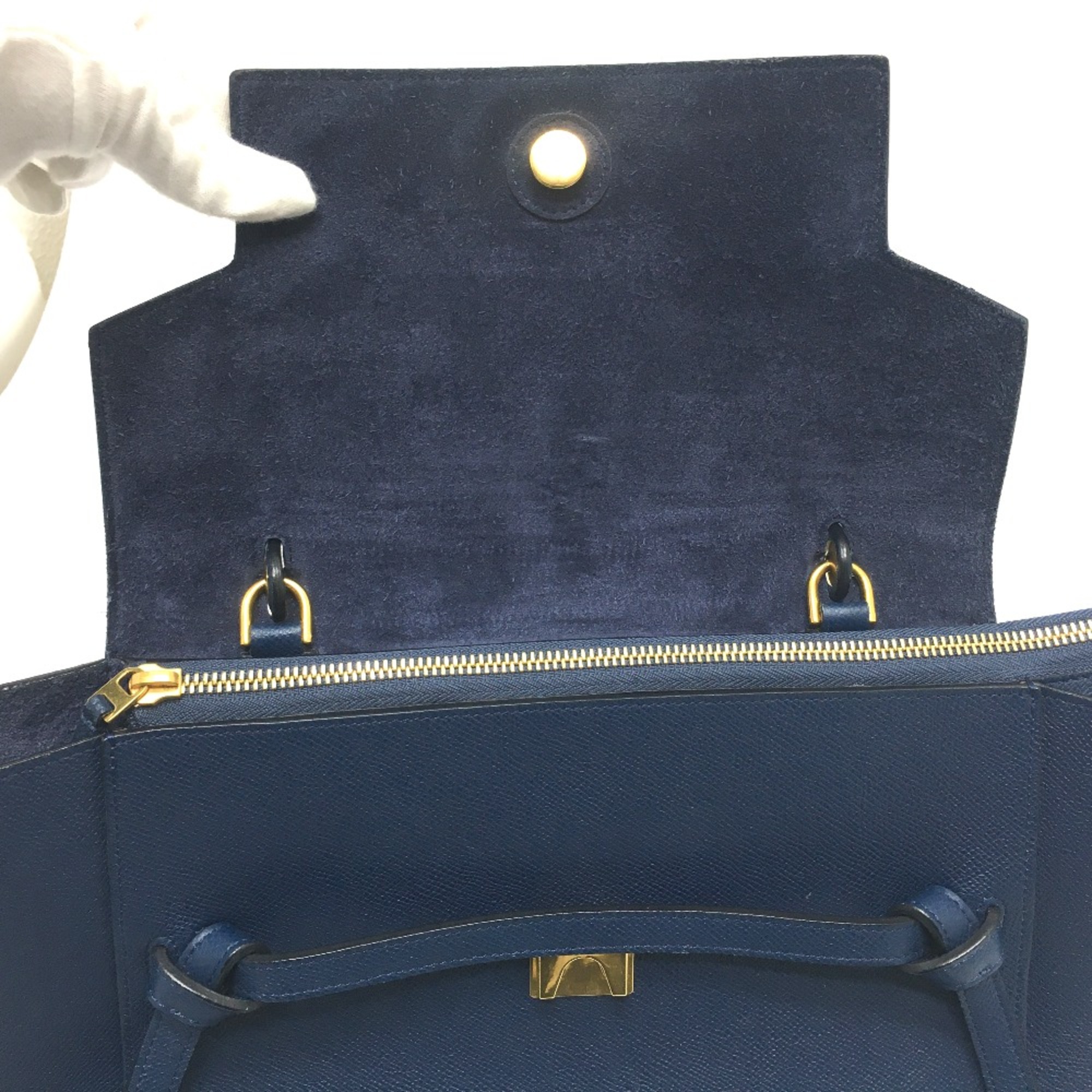 CELINE 176103ZVA.07DS flap Bag Semi Shoulder Bag Hand Bag Deep sea blue Navy