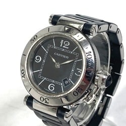 Cartier W3140003 Quartz Date Wristwatch Silver Black belt