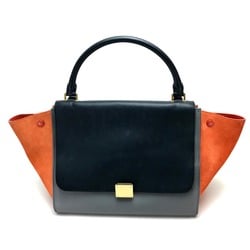 CELINE bag trapeze Shoulder Bag Black Gray x Black x Orange