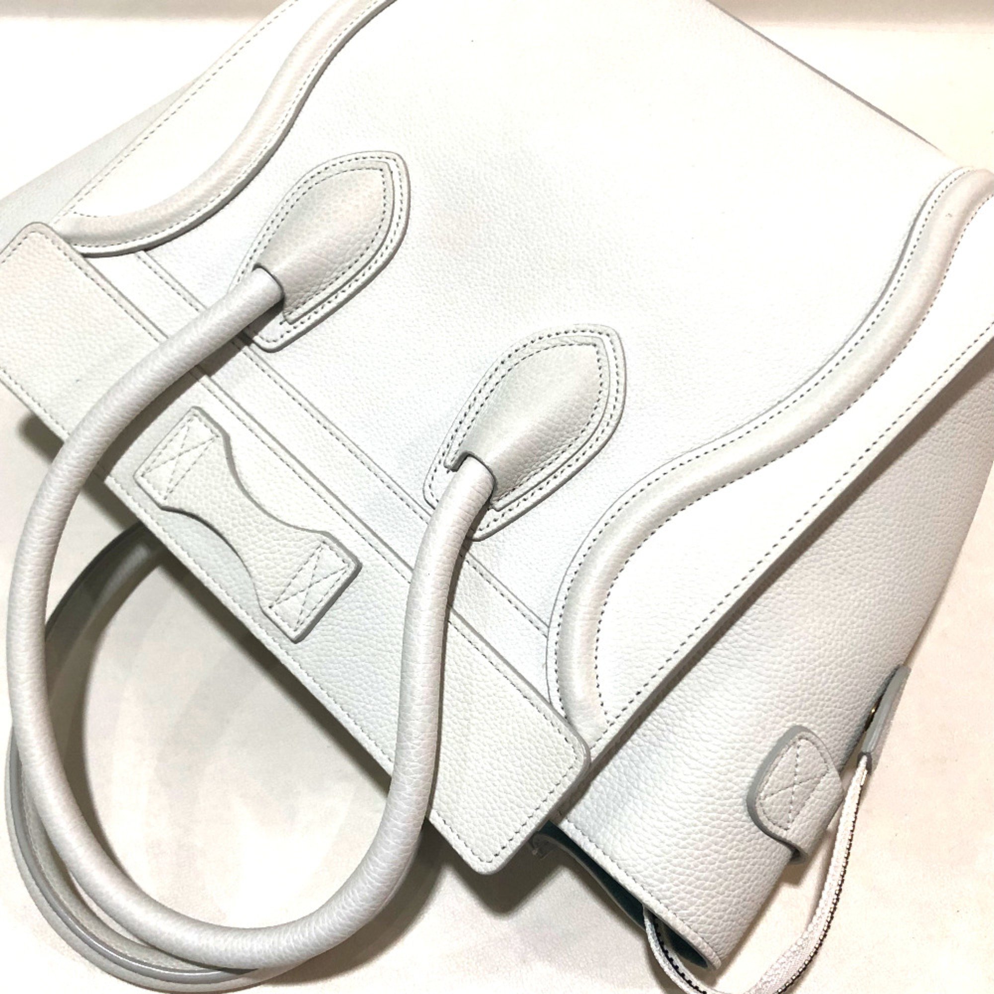 CELINE 167793 Tote Bag bag luggage Hand Bag White Off White x Sky Blue