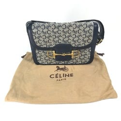 CELINE Old CELINE bag vintage Shoulder Bag Gray x Navy GoldHardware