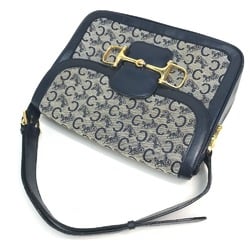 CELINE Old CELINE bag vintage Shoulder Bag Gray x Navy GoldHardware