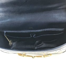 CELINE Old CELINE bag vintage Shoulder Bag Gray x Navy GoldHardware