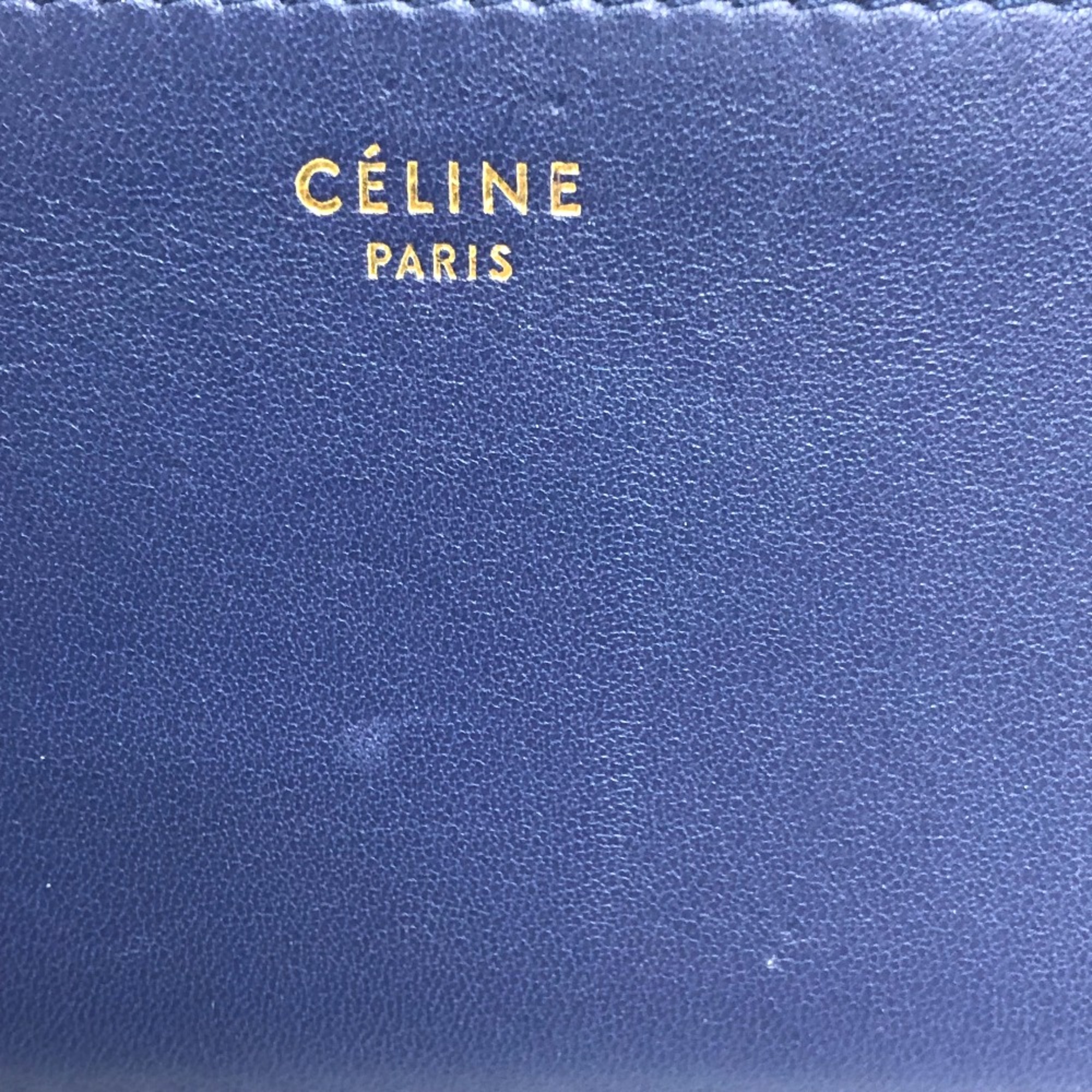 CELINE logo Card Case Blue /Beige