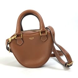 CELINE 2WAY Hand Bag Pochette Bag Crossbody Shoulder Bag Brown Gold