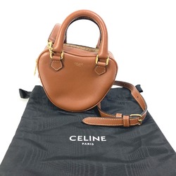 CELINE 2WAY Hand Bag Pochette Bag Crossbody Shoulder Bag Brown Gold