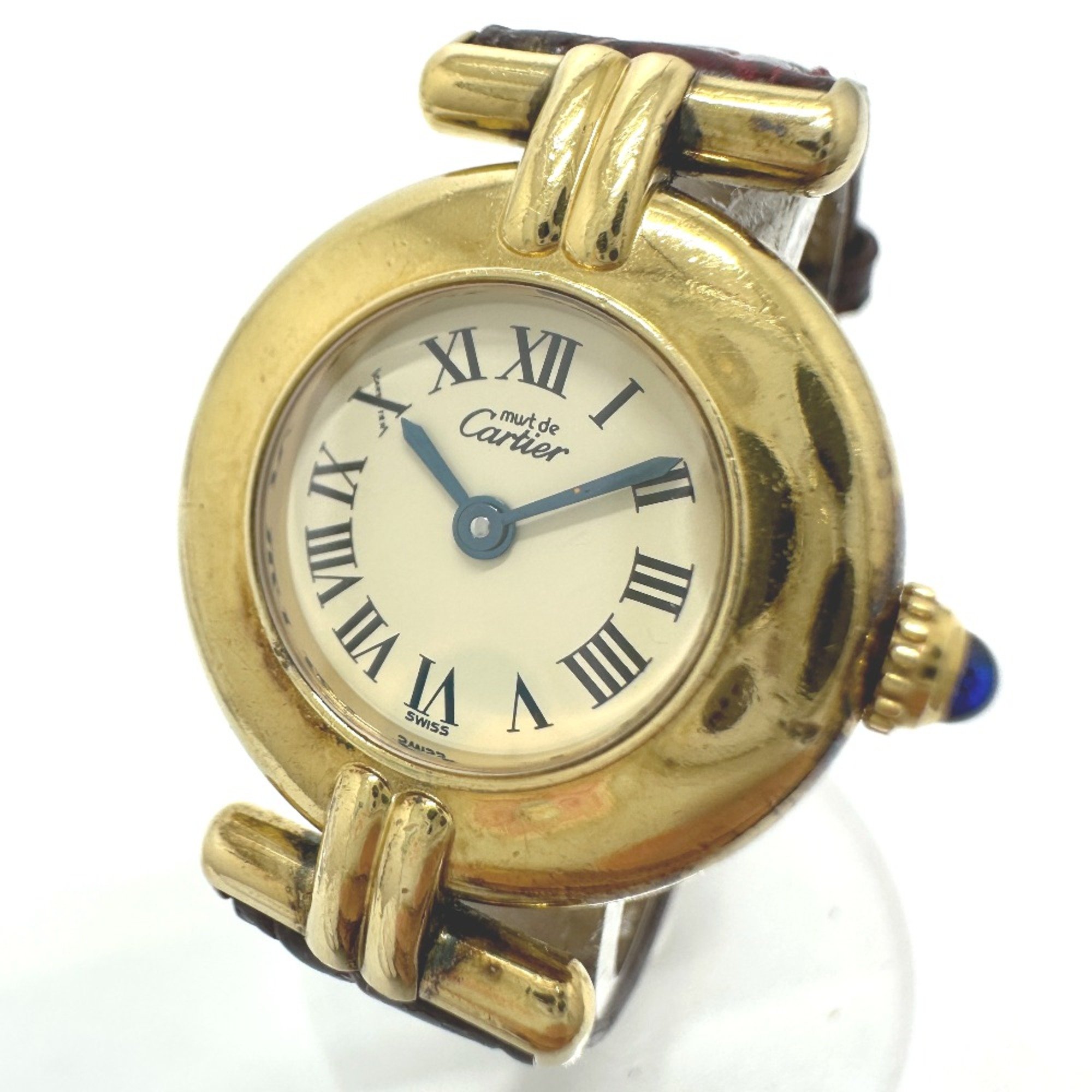 Cartier Vintage quartz Wristwatch Gold Brown belt