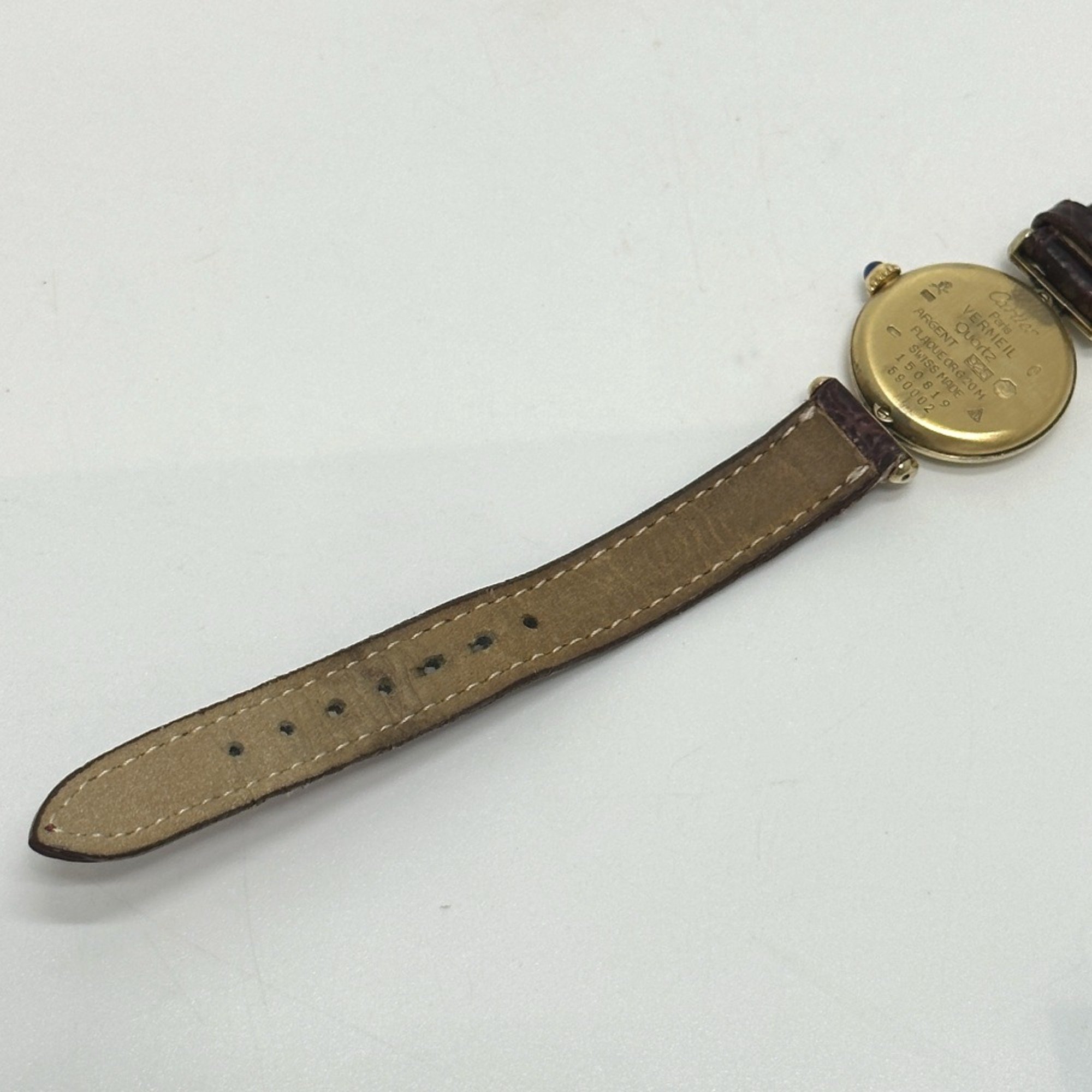 Cartier Vintage quartz Wristwatch Gold Brown belt