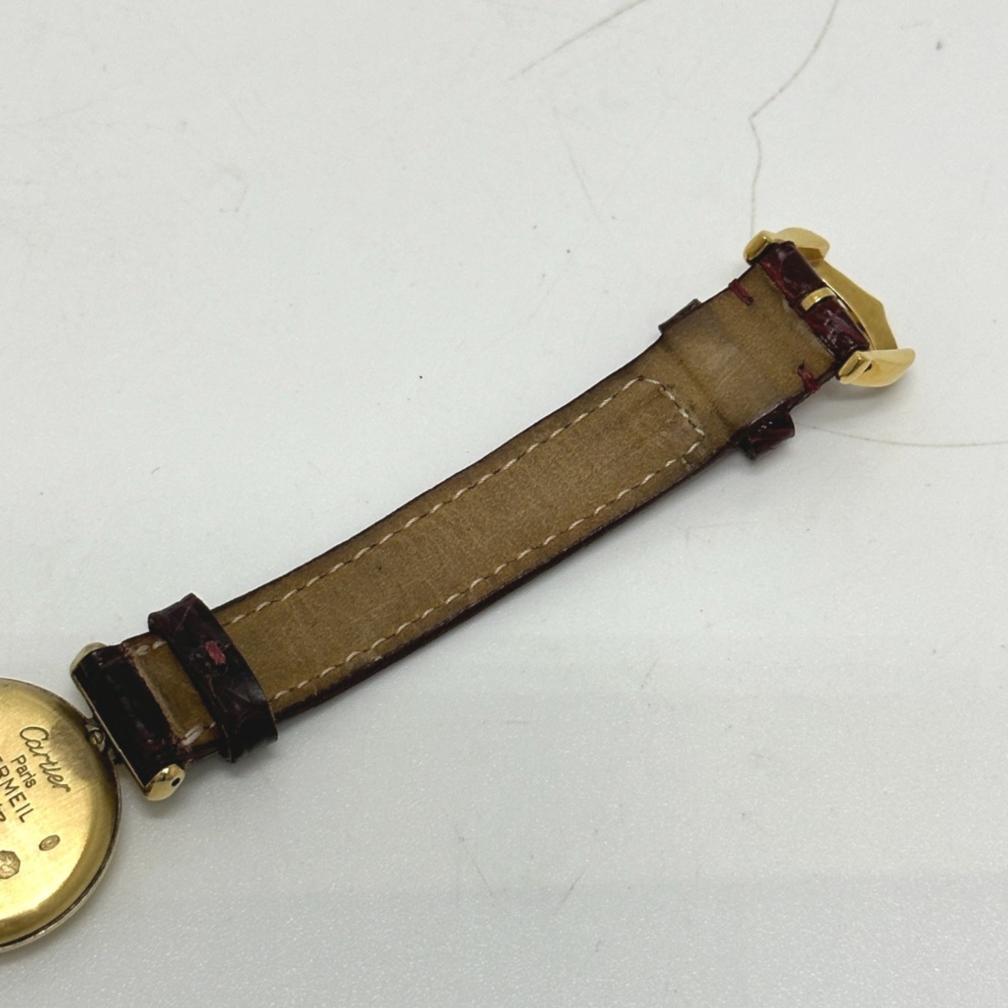 Cartier Vintage quartz Wristwatch Gold Brown belt