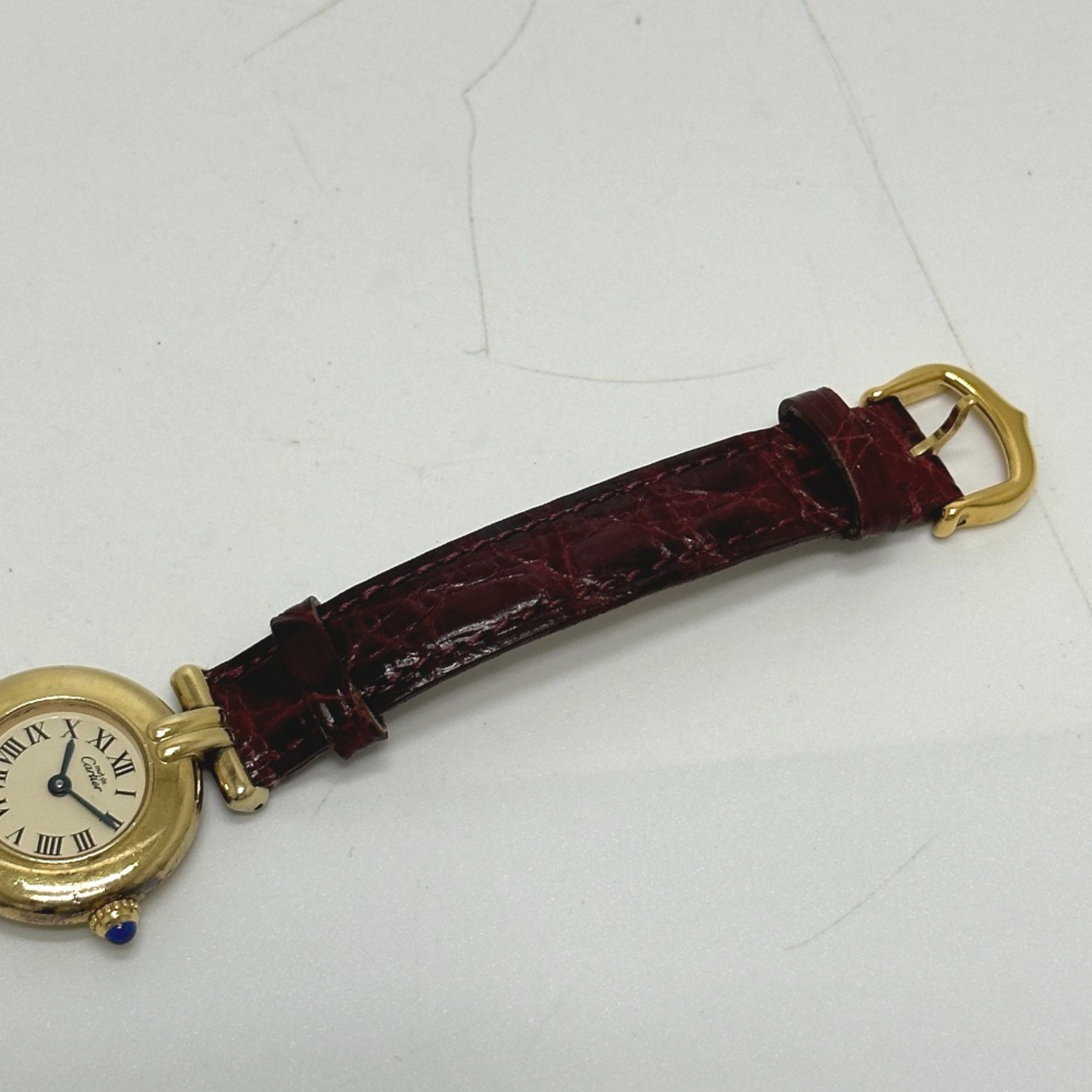 Cartier Vintage quartz Wristwatch Gold Brown belt