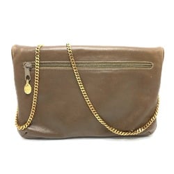 CELINE Logo Hardware Bag Chain Clutch Shoulder Bag Brown