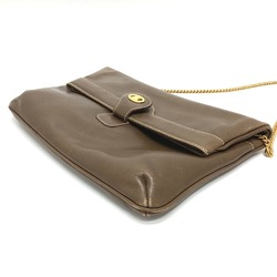 CELINE Logo Hardware Bag Chain Clutch Shoulder Bag Brown