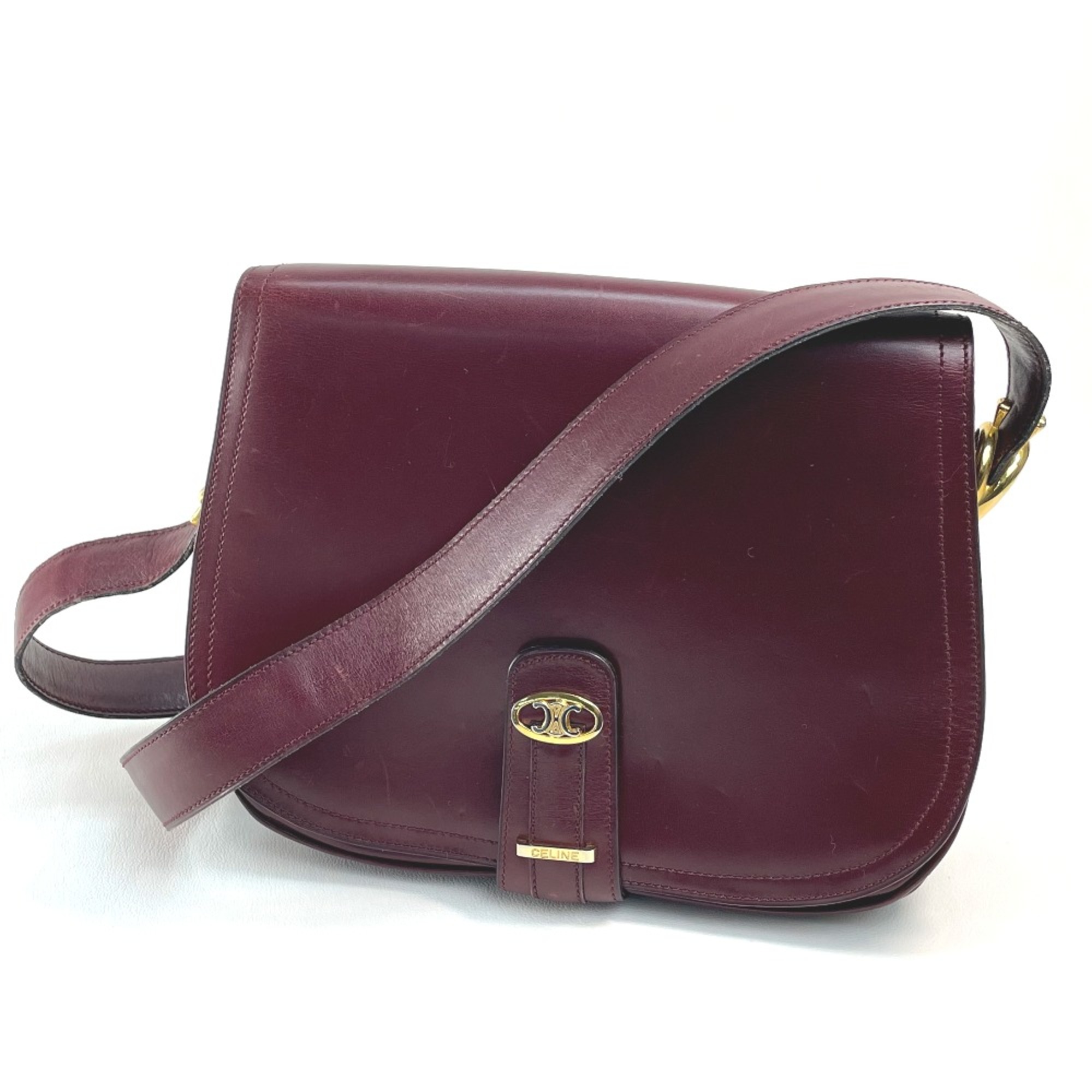 CELINE logo bag shawl Shoulder Bag Bordeaux Based