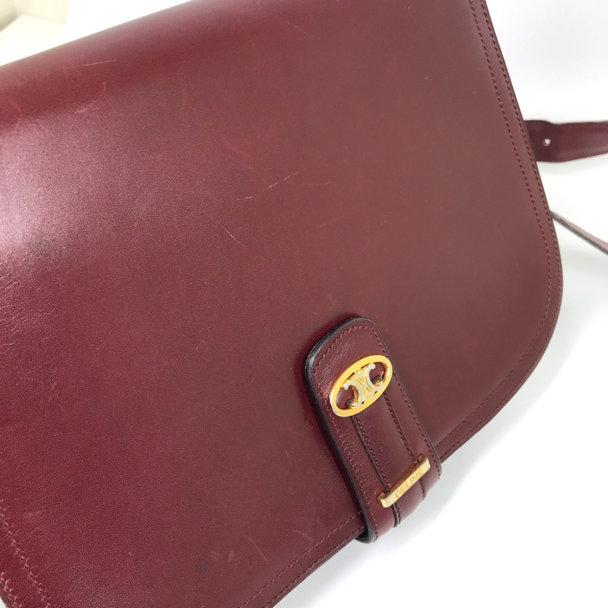 CELINE logo bag shawl Shoulder Bag Bordeaux Based