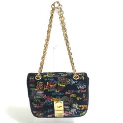 CELINE Small C Bag Chain Shoulder Bag Black x Multicolore