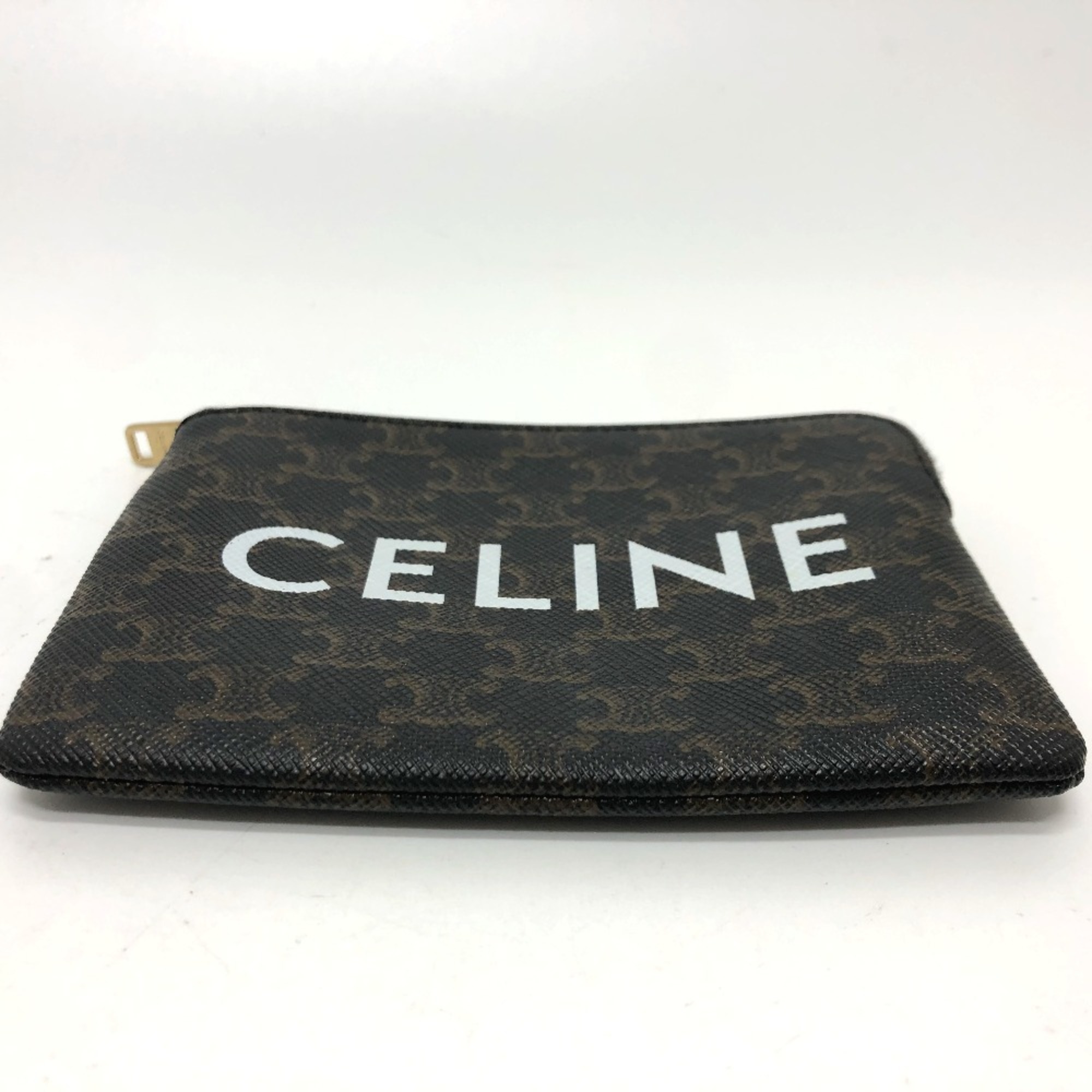 CELINE 10C662CA2 Triomphe Accessory case Coin Compartment coin purse Brown GoldHardware