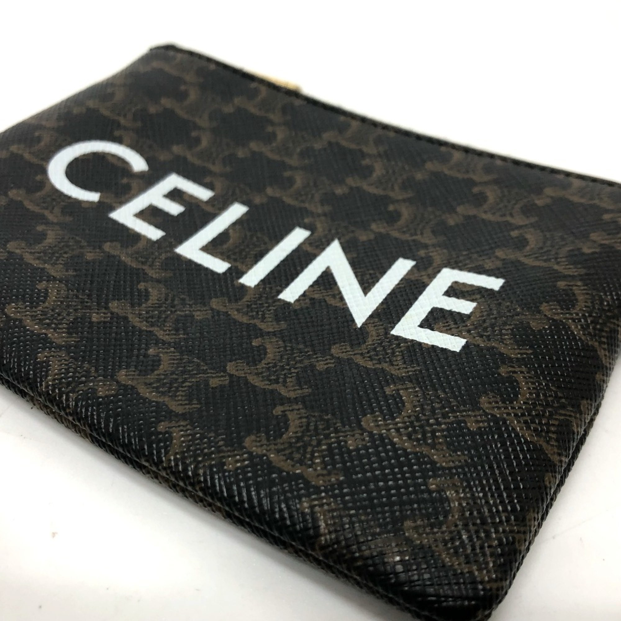 CELINE 10C662CA2 Triomphe Accessory case Coin Compartment coin purse Brown GoldHardware