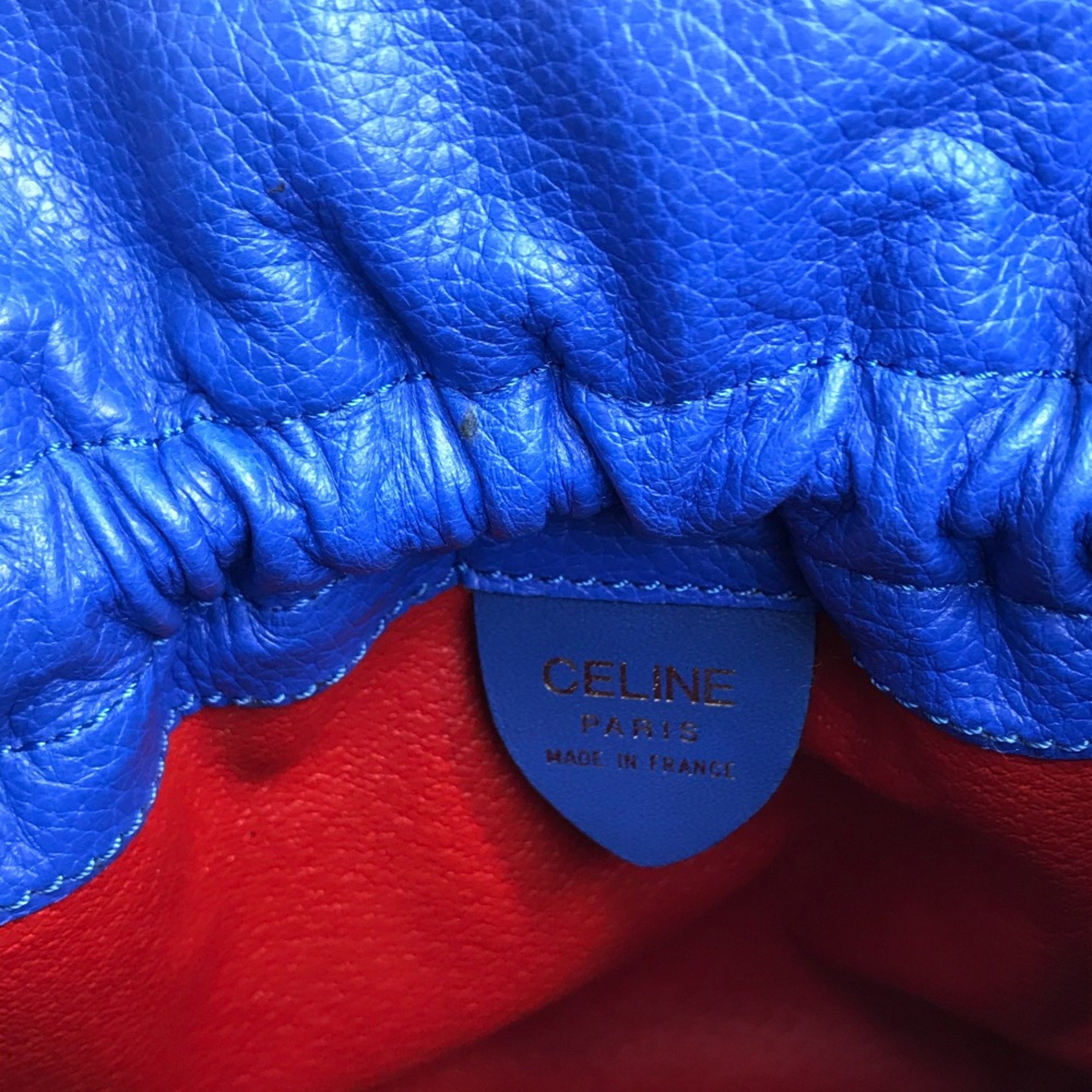 CELINE vintage Pouch Blue x GoldHardware