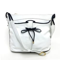 CELINE Ribbon motif Bag Shoulder Bag White x Black