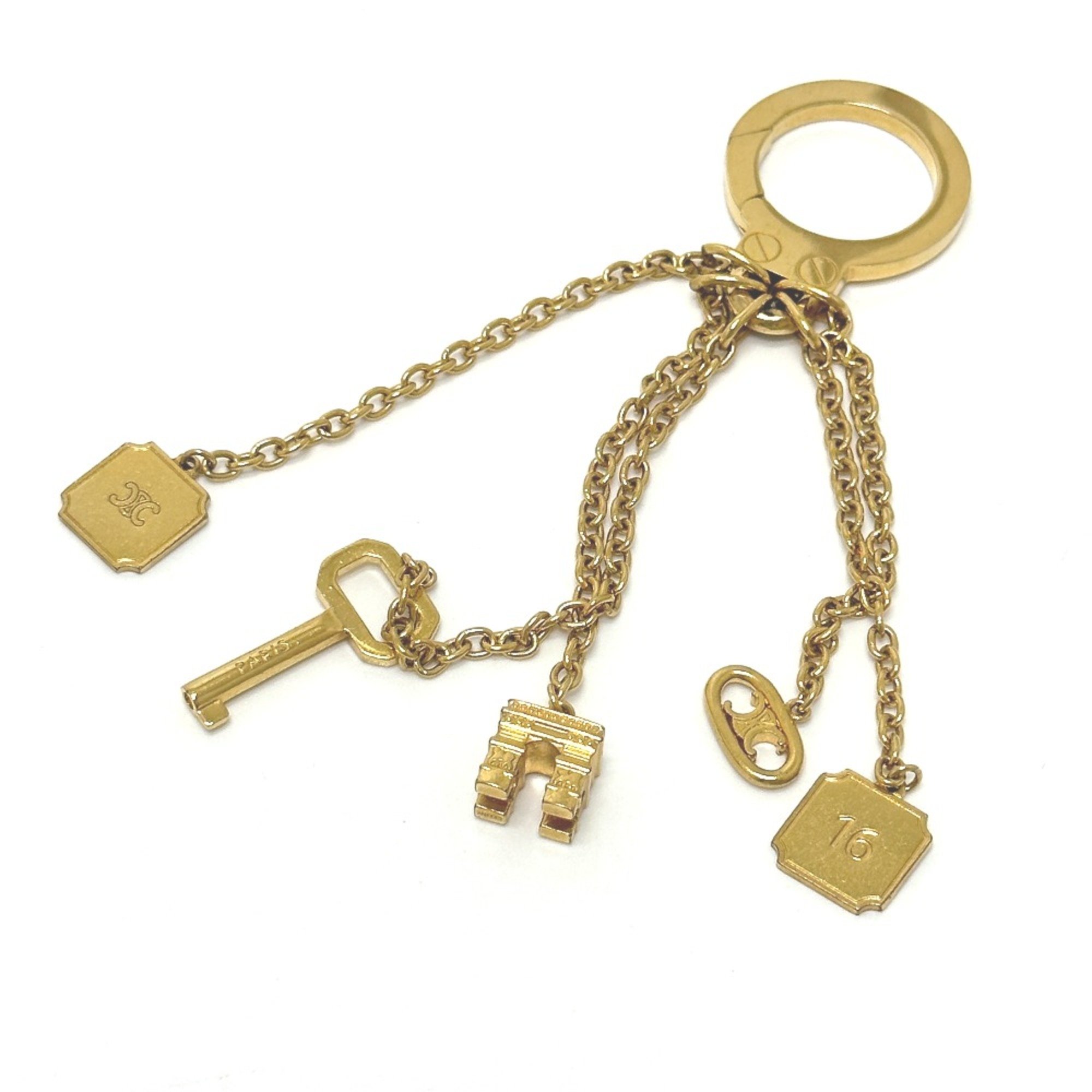 CELINE Handcuff motif charm Key Holder Gold